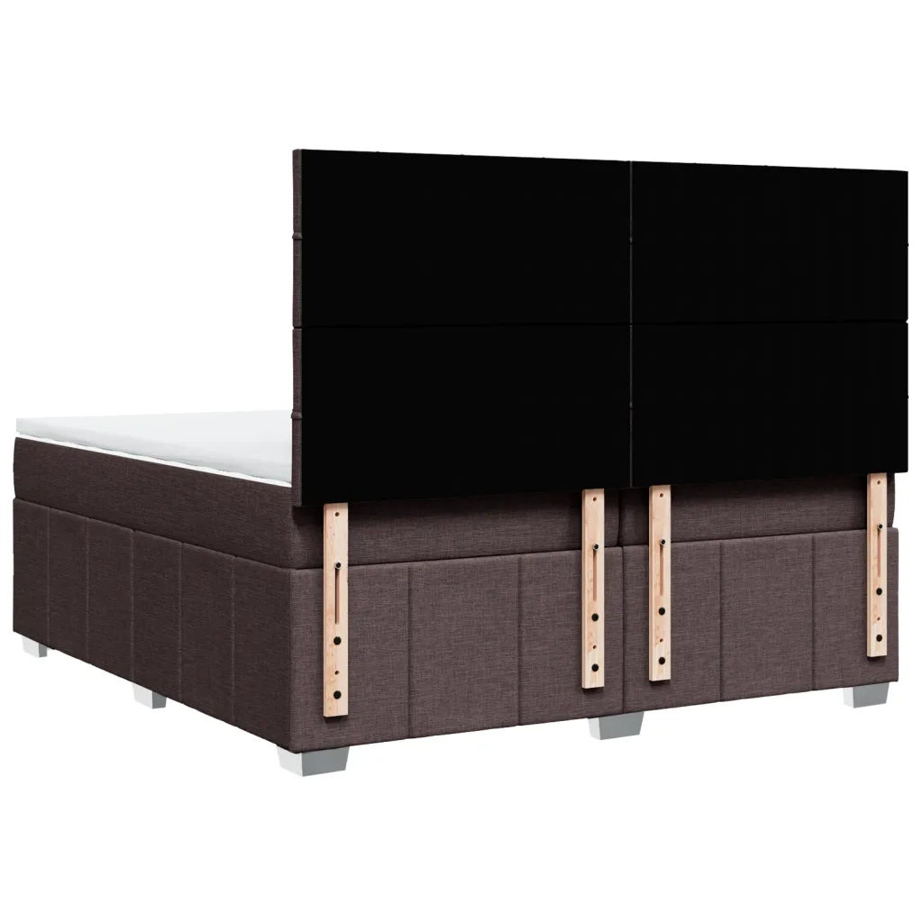 vidaXL Giroletto a Molle con Materasso Marrone Scuro 200x200cm Tessuto