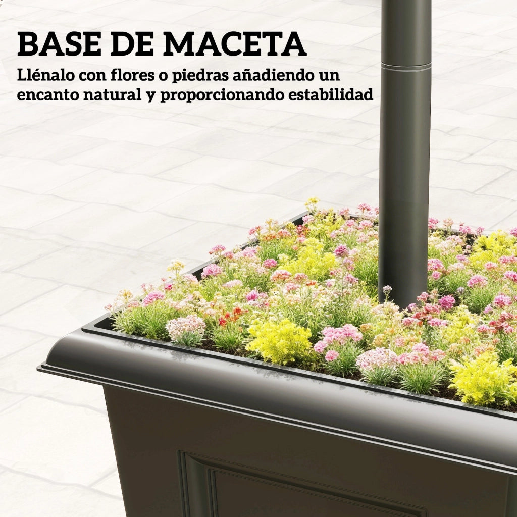 Lampada Solare da Giardino con Fioriera ¨C zephmum ¨C 33x33x160 cm Nero
