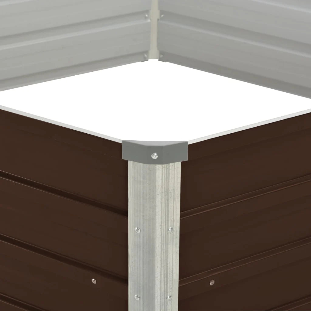 Fioriera rialzata marrone 129 x 129 x 46 cm acciaio zincato 02_0000858