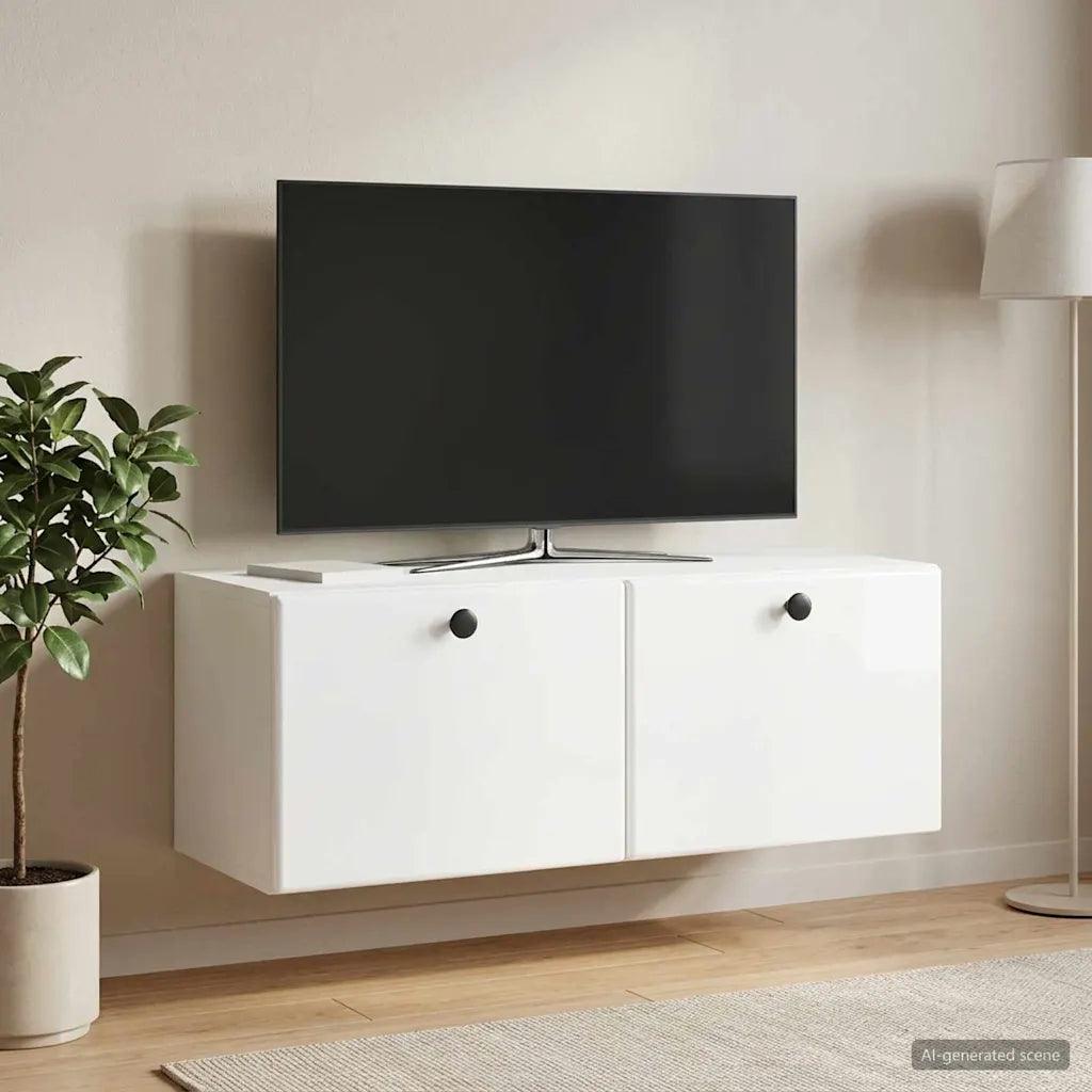 Mobile Porta TV da Muro 78,5 x 31 x 30 cm Bianco Lucido 899229
