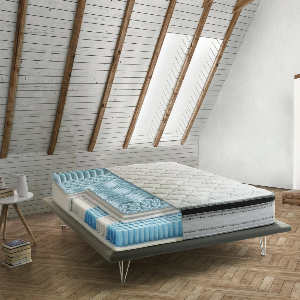 Materasso singolo Adrano, Sfoderabile in Memory Foam+Gel e Molle insacchettate, 100% Made in Italy, Antiacaro e Anallergico, cm 80x190 h27