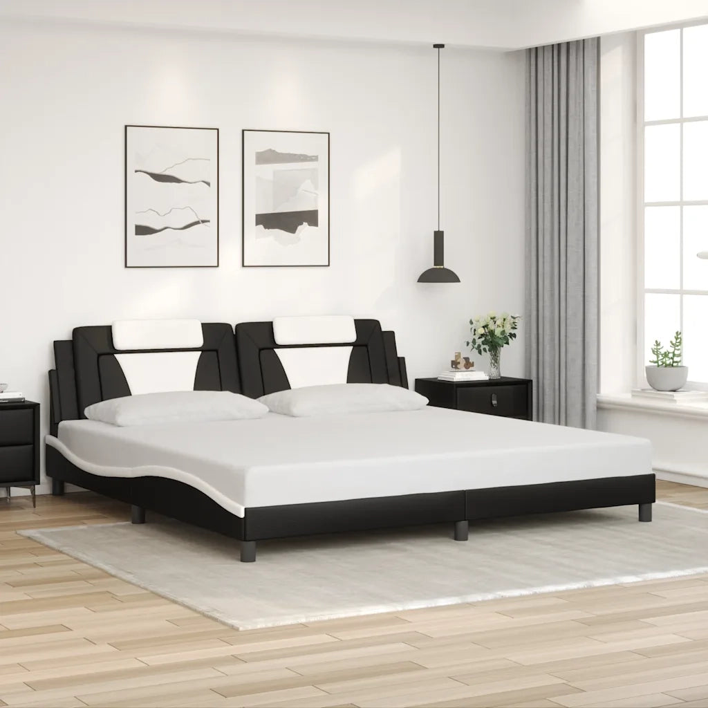 Giroletto Viana senza Materasso Bianco e Nero 200x200 cm in Similpelle