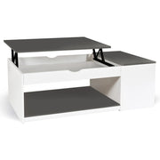 IDMarket - Tavolino elevabile ELEA con scatola in legno bianco e grigio