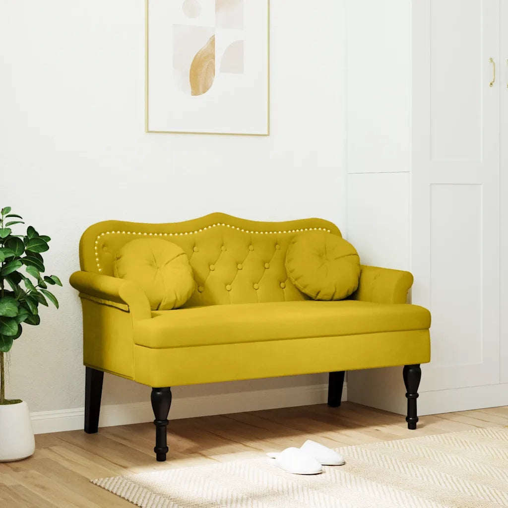 Panca con Cuscini Gialla 120,5x65x75 cm in Velluto CFW9683160