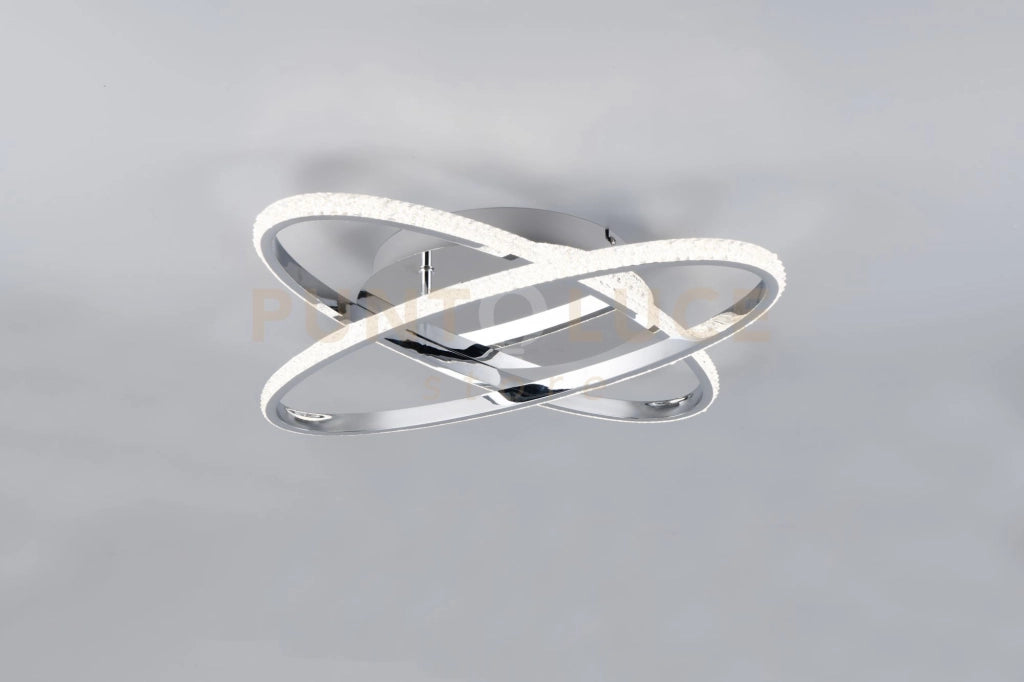 LANE PLAFONIERA LED 27W 3500lm, 4000K CROMATA CON DIFFUSORE EFFETTO CRISTALLO E DIMMERAZIONE INTENSITA' CON INTERRUTTORE D. 58CM