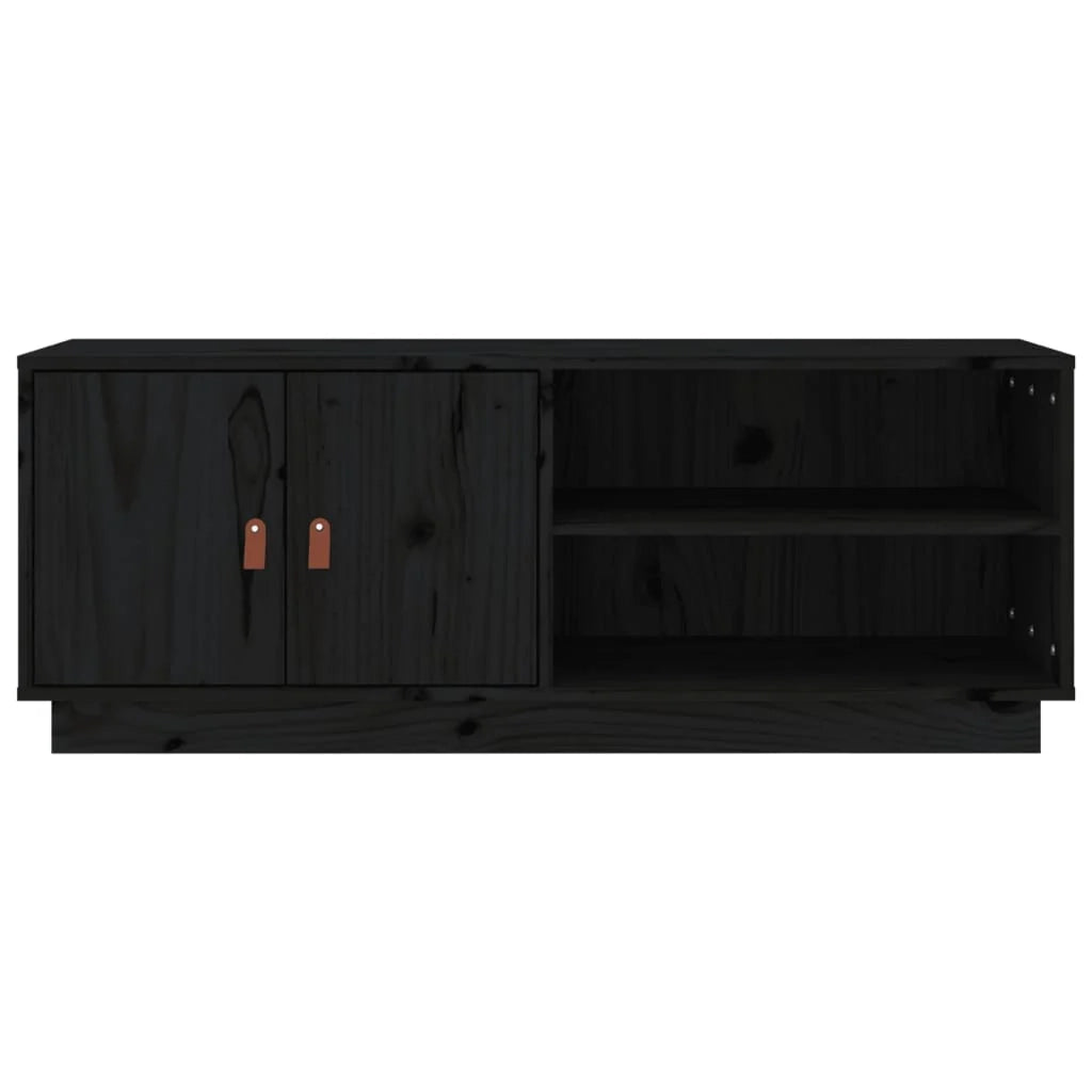 Mobile TV multimediale scaffale TV credenza mobile TV sala da pranzo soggiorno camera da letto 105 x 34 x 40 cm legno di pino massiccio nero 02_0025686
