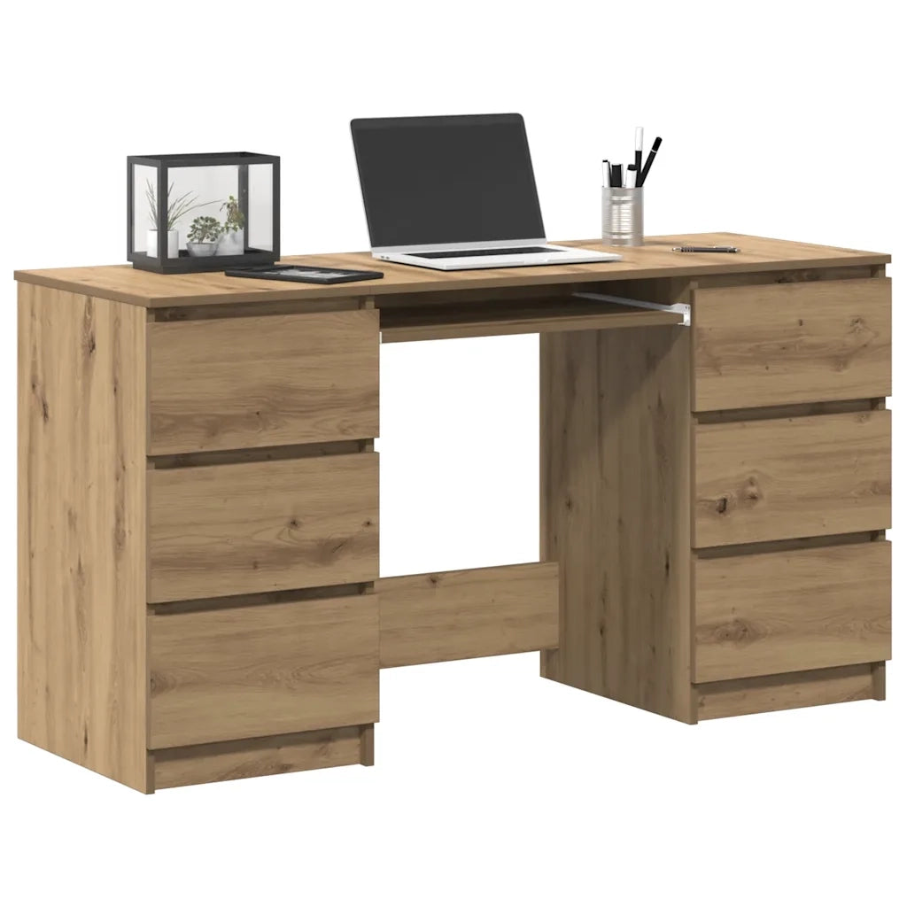 Scrivania | Tavolo da Ufficio Rovere Artigianale 140x50x77 cm in Legno Multistrato