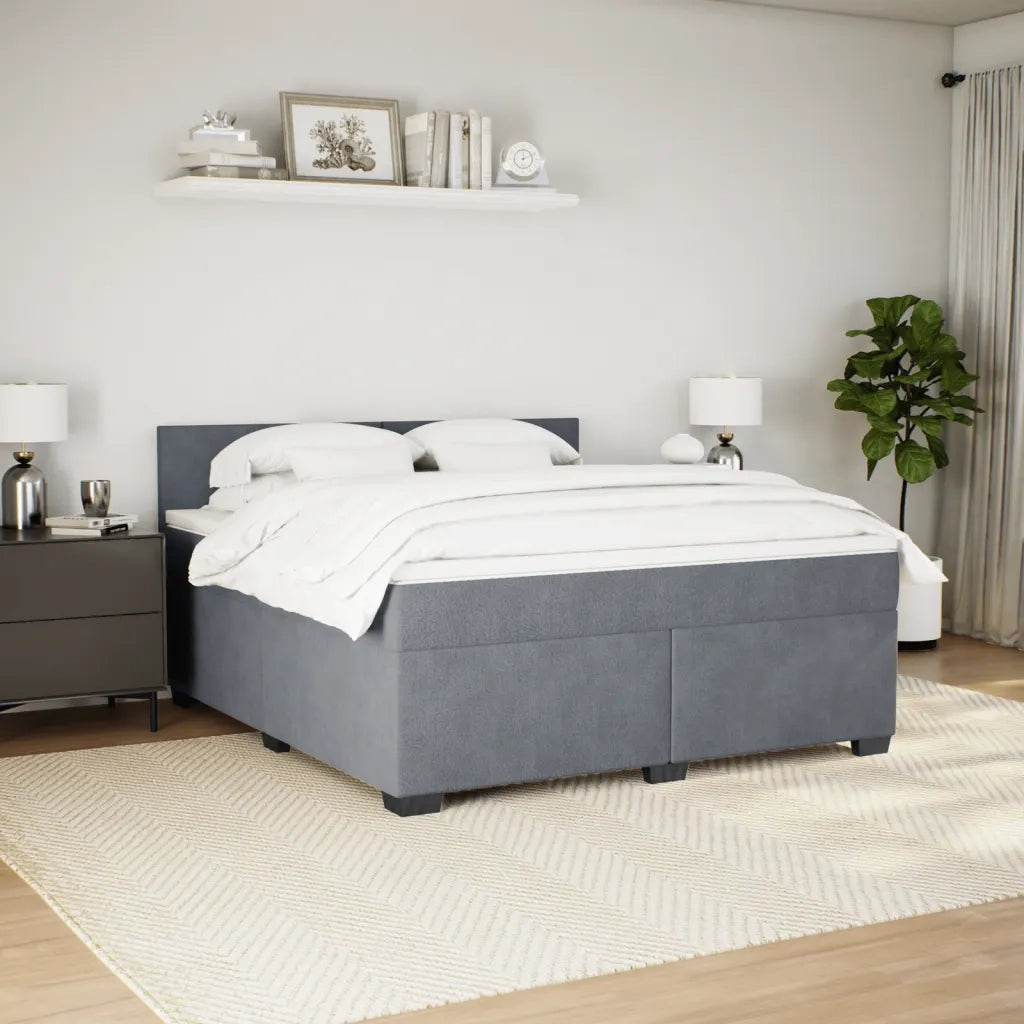 Giroletto a Molle con Materasso Grigio Scuro 180x200 cm Velluto 3286373