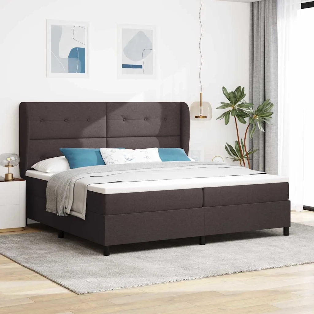 Letto a molle con testiera Marrone scuro 200 x 200 cm Tessuto 3340588