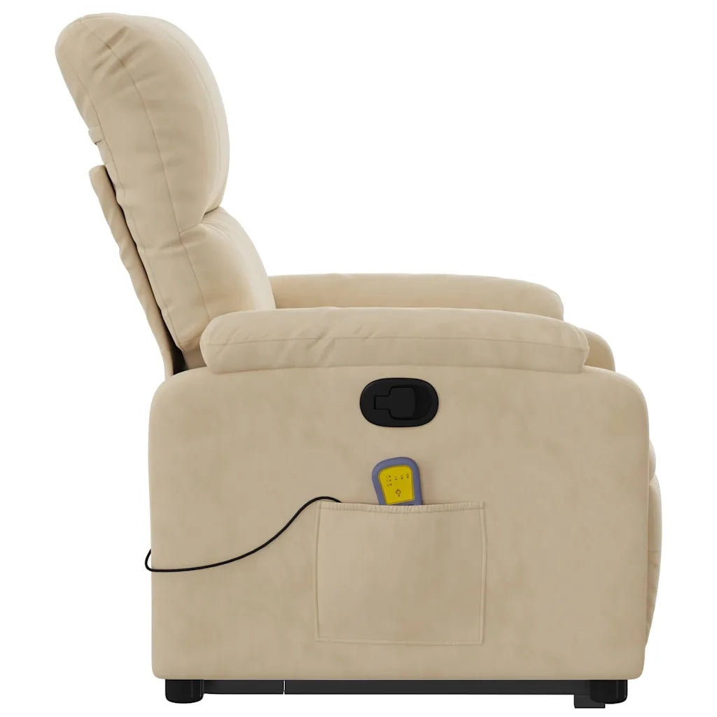 Poltrona Alzapersona Reclinante Massaggiante Crema Microfibra 3204940