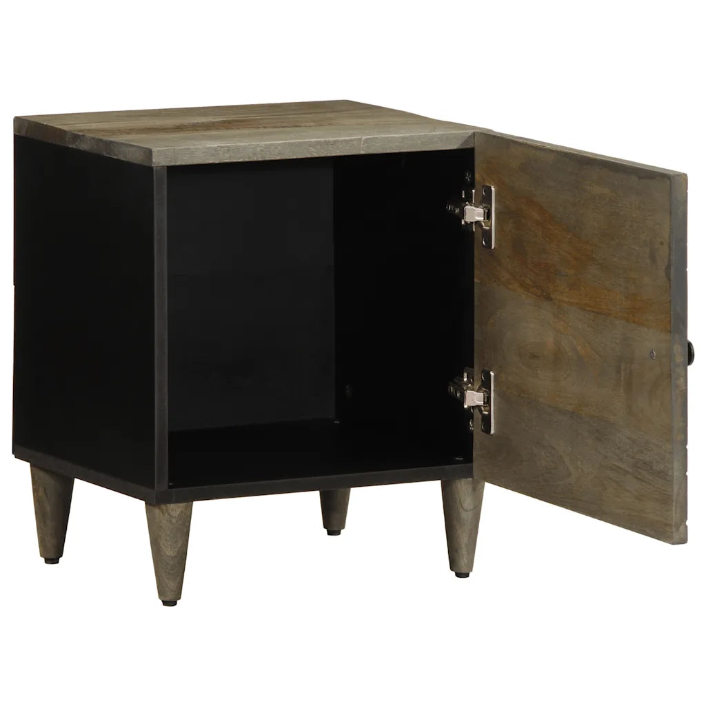 Comodino-Tavolino da notte Grigio Chiaro 40x33x46 cm in Legno Massello di Mango 238077