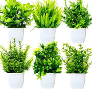 Mini piante artificiali in vaso - piante decorative - 6 pezzi - verde - plastica