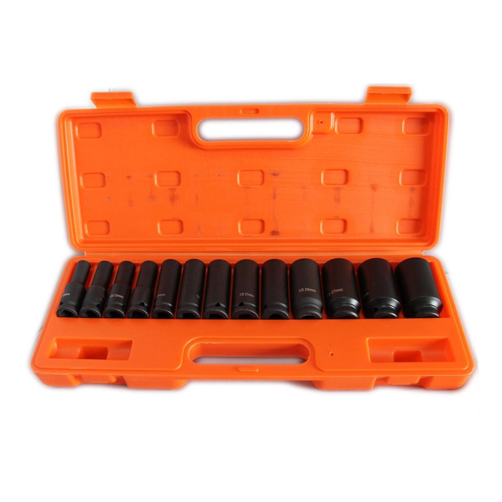 Trade Shop - 13 Bussole Per Pistola Avvitatore Pneumatica Esagonali Attacco 1/2" Da 10-32 Mm -
