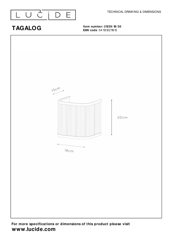 Applique da parete TAGALOG rattan nero 1xE27 40W Lucide