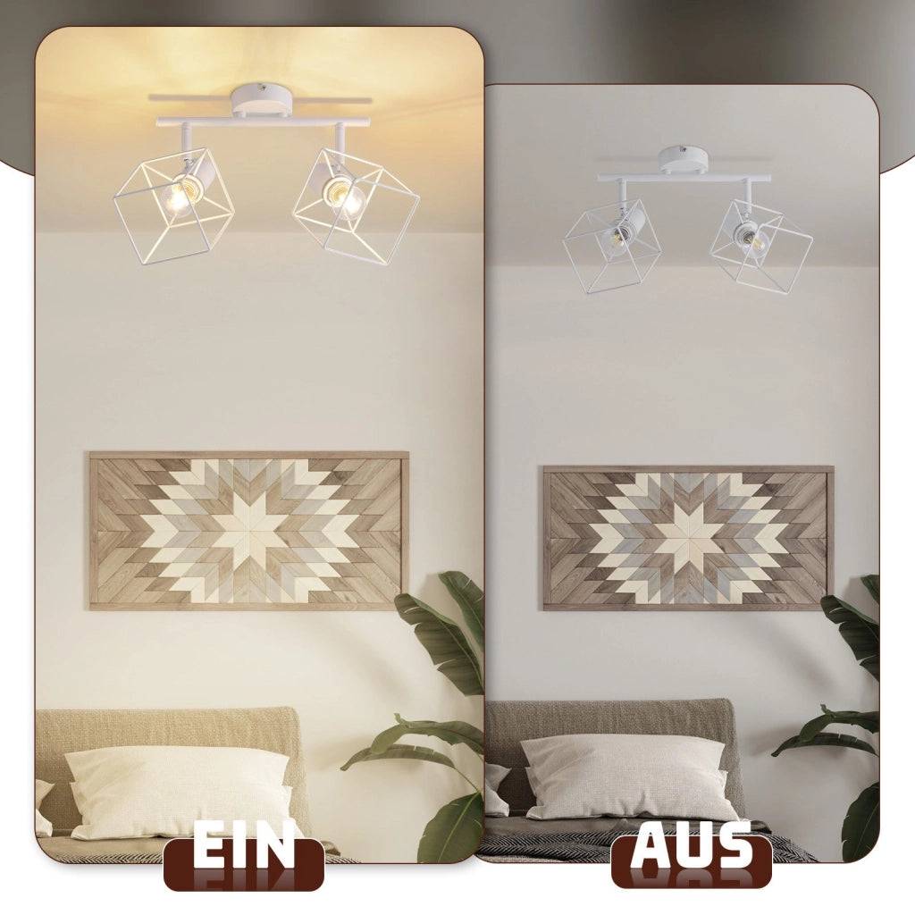 ZMH Faretto da soffitto 2 fiamme orientabile a 350° lampada da soffitto vintage in metallo per soggiorno