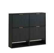 Scarpiera stretta 120x24x102 cm in MDF e metallo nero， per ingresso