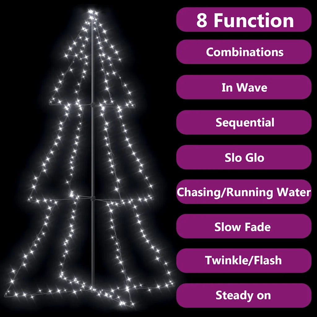 Albero di Natale a Cono 240 LED per Interni Esterni 118x180 cm 328583