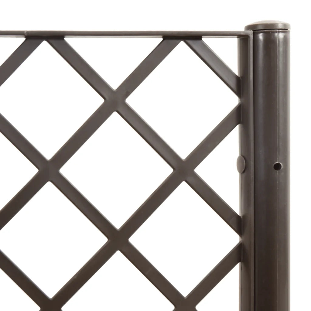 Fioriera da giardino con traliccio-Vaso da Esterno-Vaso con Griglia Marrone 40x40x142 cm in PP