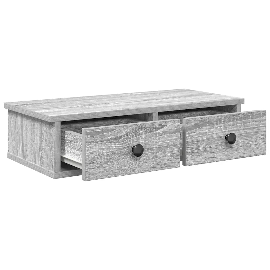 Scaffale a Parete con Cassetti Grigio 60x28x15 cm in Truciolato 859946