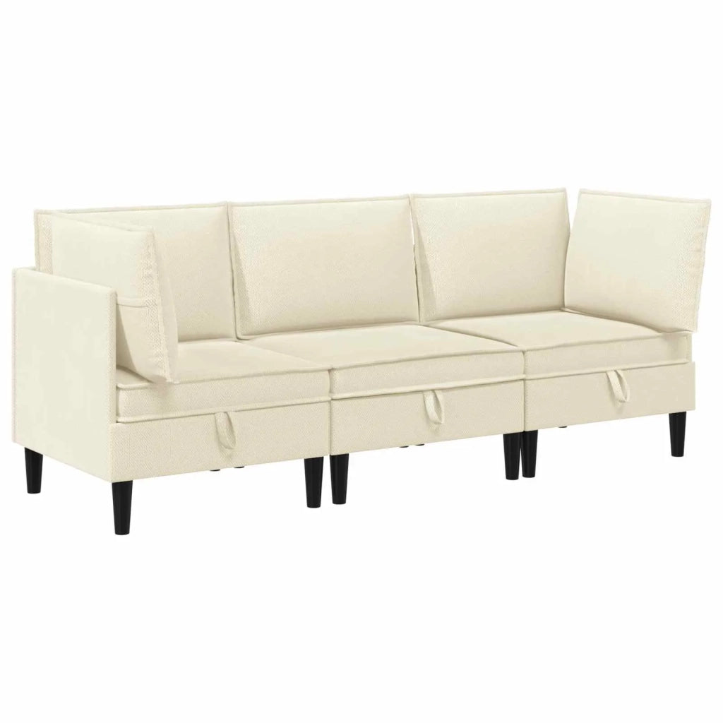 Set di mobili per il soggiorno 3 pcs Crema Tessuto 3413778
