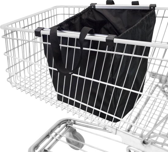 Borsa per spesa pieghevole - adatta a tutte le carrelli della spesa - alluminio - Nero