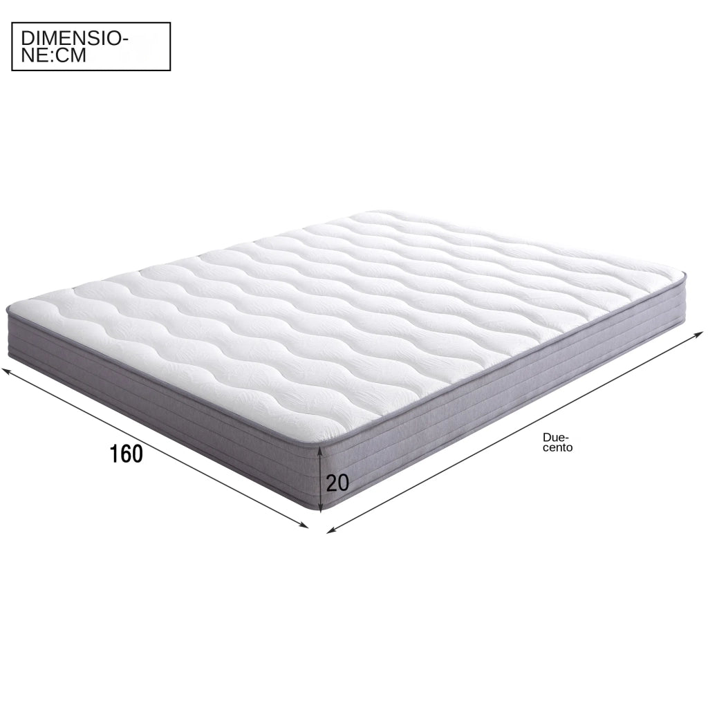 Materasso a Molle con Supporto Lombare Ergonomico Rigidità H3 160x200x20 cm; Bianco