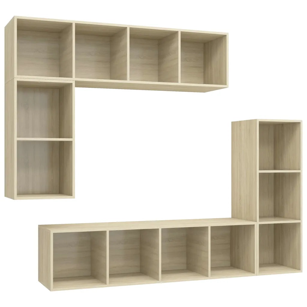 Set di Mobili Porta TV 4 pz-Set di 4 Credenza per TV Rovere Sonoma in Legno Multistrato 140459
