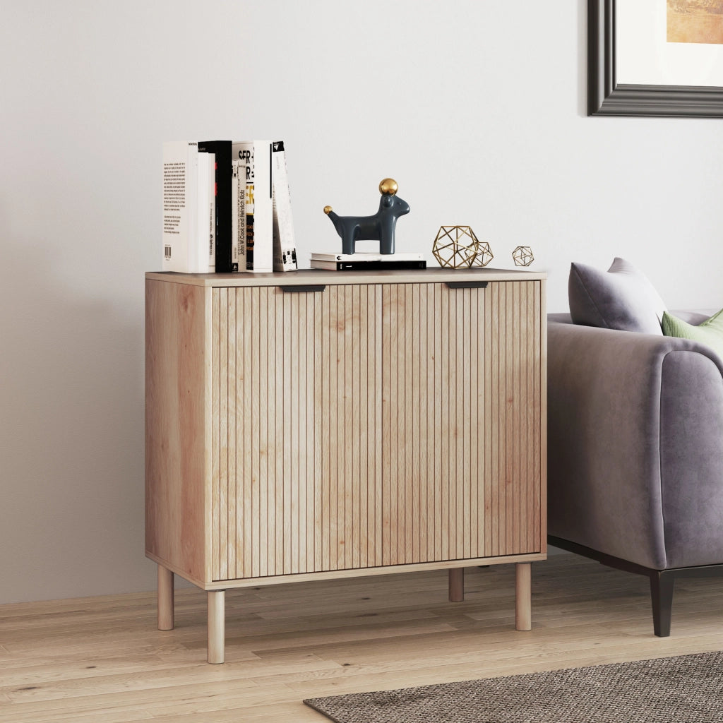 Mobile Contenitore in Legno a 2 Livelli con Ripiano Regolabile ¨C zephmum ¨C Rovere 78x40x78 cm