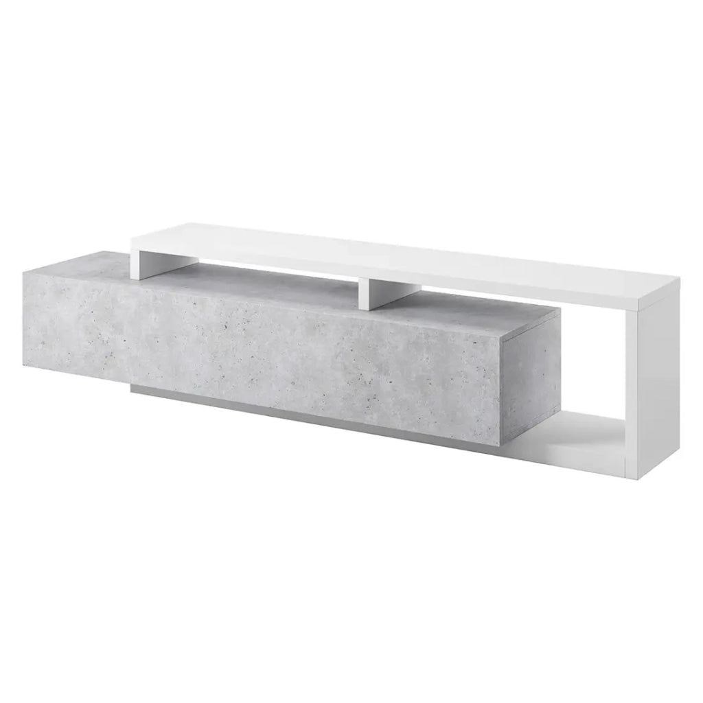 Mobile TV 220 cm collezione BERGAMO. Colori bianco e grigio cemento.