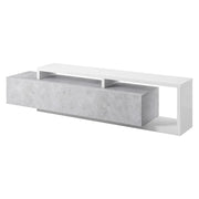 Mobile TV 220 cm collezione BERGAMO. Colori bianco e grigio cemento.