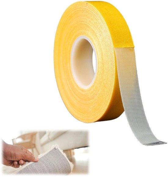 Tape di Tappeto Extra Resistente - Doppia Facia - Nastro a Nanotecnologia - Nastro Antiscivolo - Autoadesivo - 20 m x 3 cm - Rimozione Senza Danneggiamento - Nastro Doppia Facia