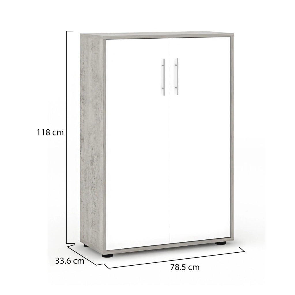 Parabita, Armadio Multiuso 2 Ante Cassetti, 79x118h cm Grigio Cemento
