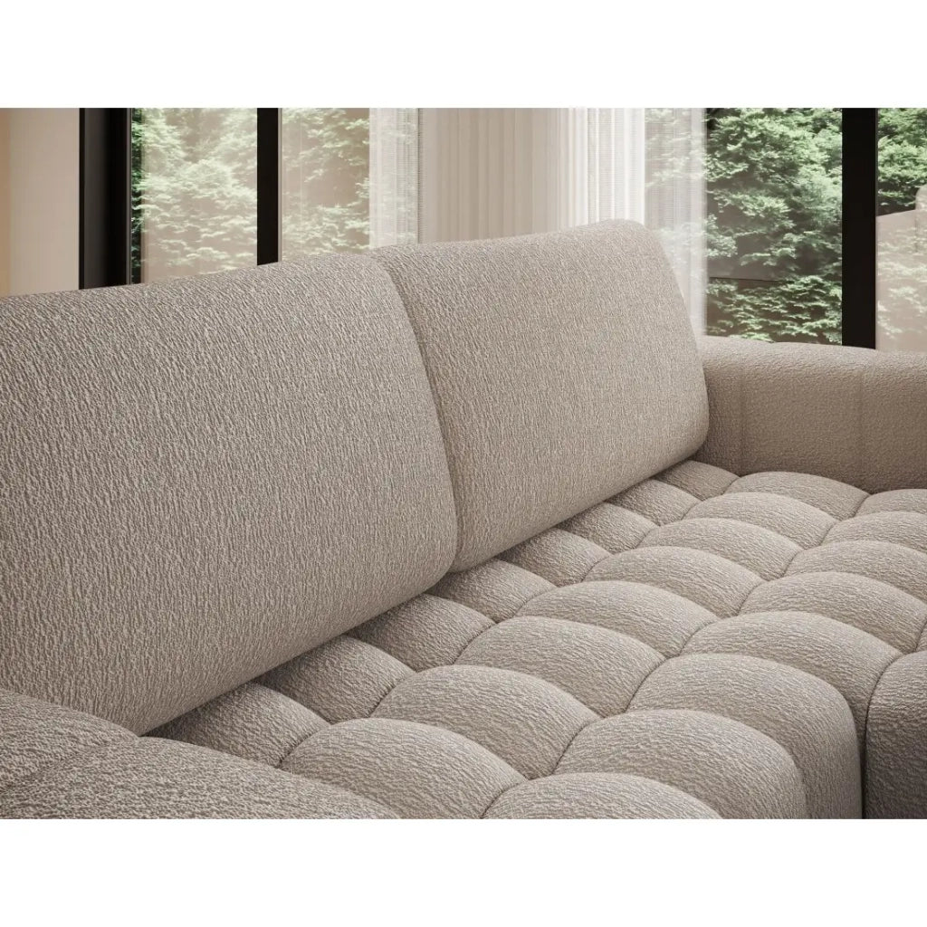 Divano angolare convertibile DORY beige chiaro 250 cm con contenitore angolo destro