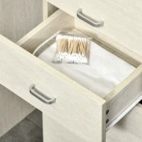 Mobile Bagno in Legno con Cassetto, 2 Armadietti e Ripiani Regolabili, 34x34x150 cm, Color Legno