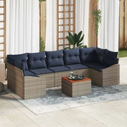 Set Divano da Giardino 8 pcs Grigio e Blu Navy polyrattan 3356470