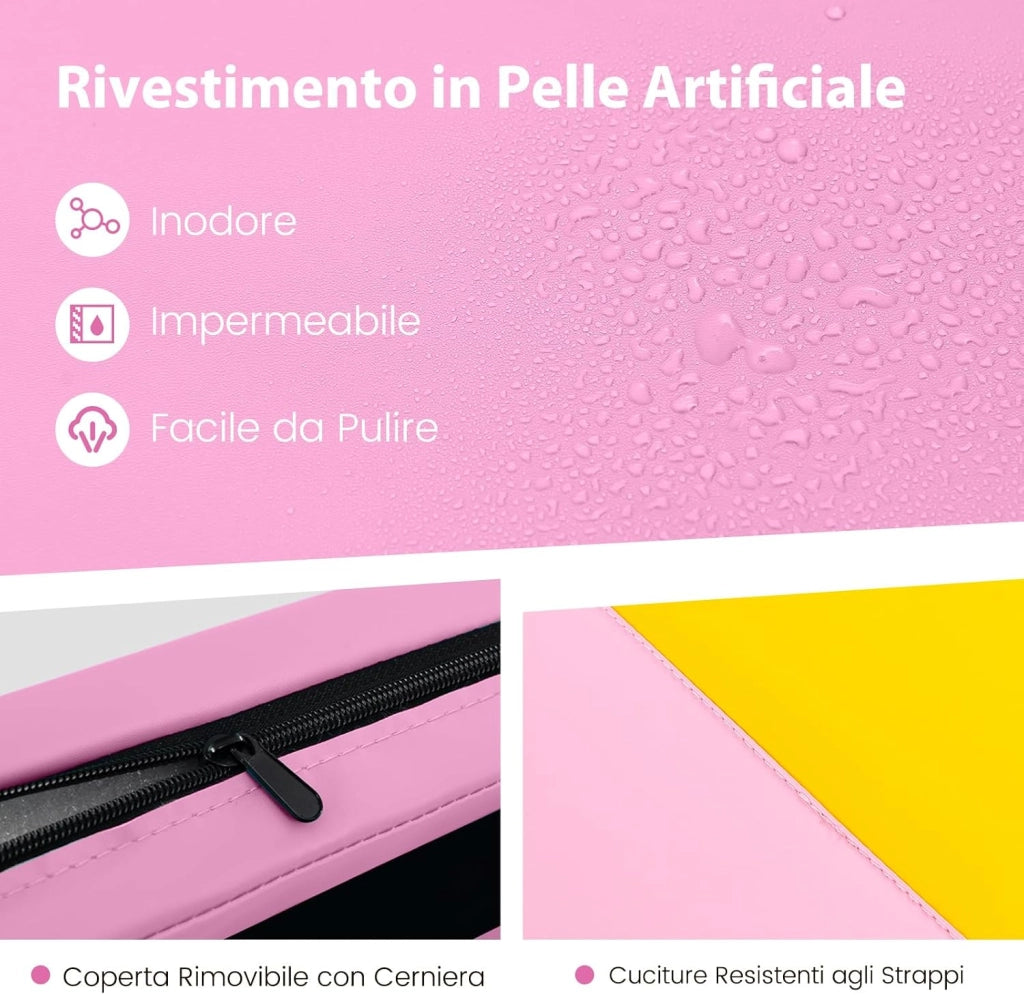 Tappetino Palestra Pieghevole a 4 Pannelli, Tappetino Ginnastica 300 x 117 x 5 CM con Maniglie e Chiusure a Strappo, per Ginnastica, Yoga e Stretching