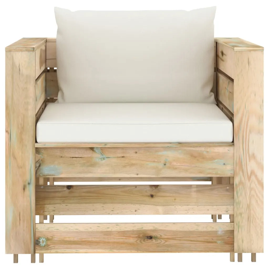 Set Salotto da Giardino 2pz | Set di Mobili da Esterno con Cuscini Legno Impregnato Verde