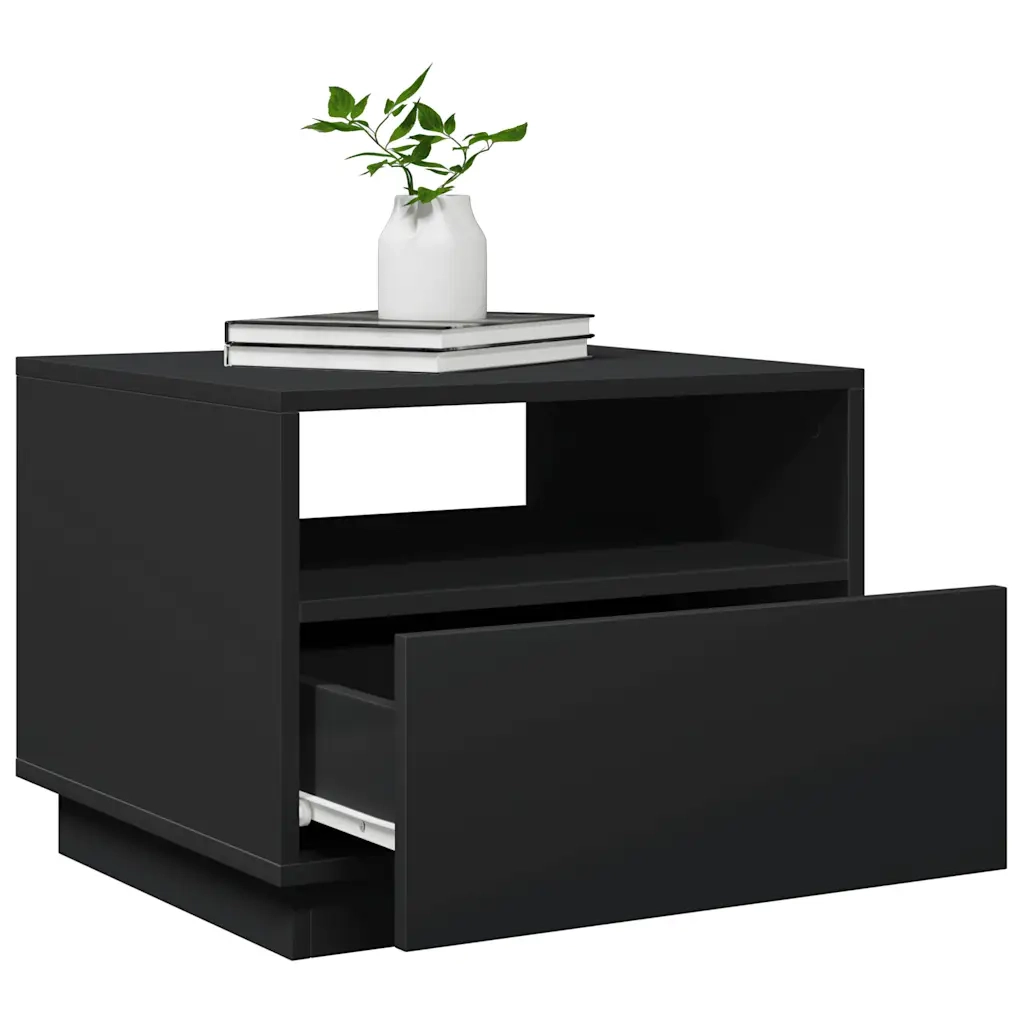 Tavolino da Soggiorno con Luci LED Nero 50x49x40 cm 839827