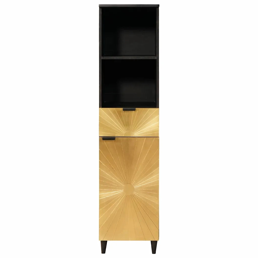 vidaXL Mobile da Bagno con cassetto Nero e Oro 38 x 33 x 160 cm