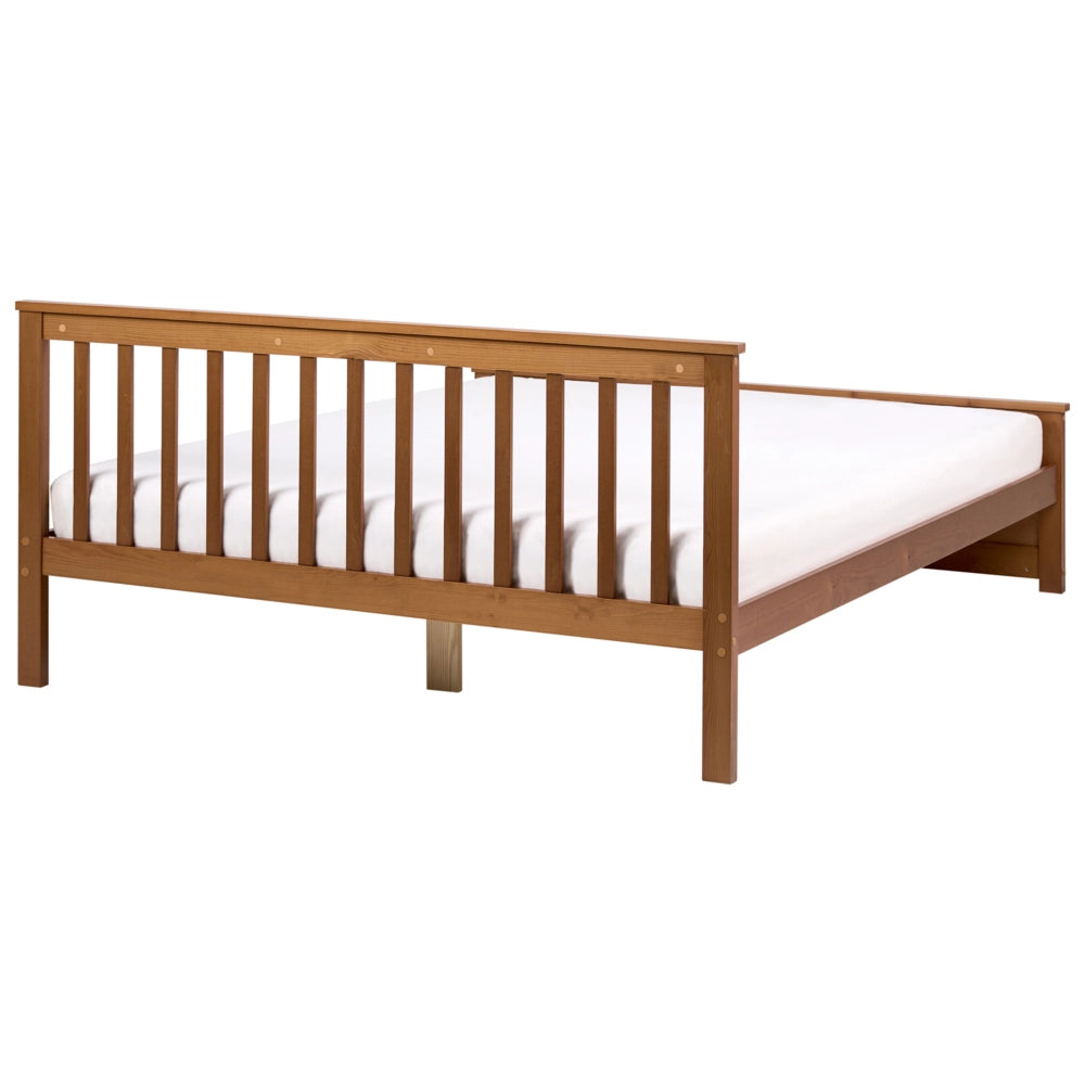 Letto matrimoniale in pino MDF con rete a doghe 160 x 200 cm in marrone stile minimalista scandinavo