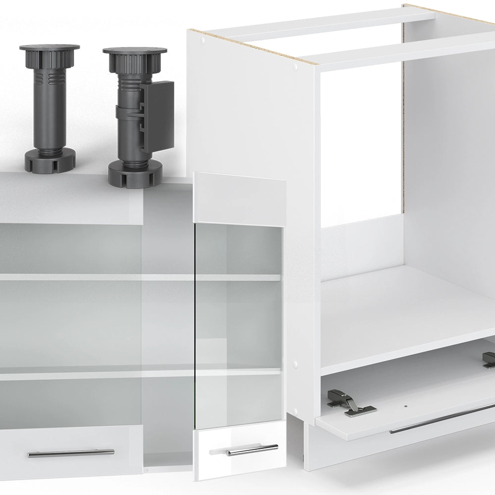 Cucina angolare completa Fame-Line Bianco lucido/Bianco 190 x 60 cm, PL Marmo Vicco