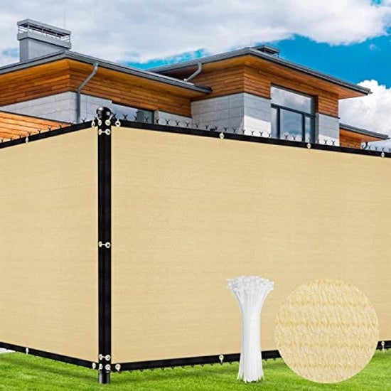 Pannelli di protezione 1,8x10m con schermo di protezione visiva, 142g/m² HDPE UV con blocco UV del 90% per recinzioni, giardini, terrazze, piscine - sabbia