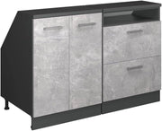 Set di mobili sottotetto Rion, Calcestruzzo, 120 cm Set di 2 carcasse armadio profondità 60 cm, adatto per il salvaspazio sotto tetti spioventi