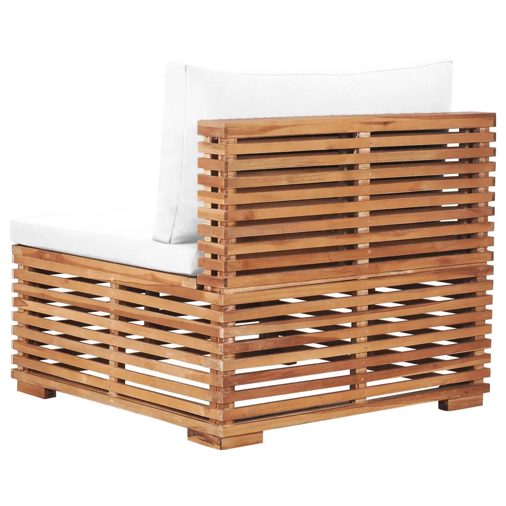 Divano Centrale da Giardino con Cuscino Crema Massello di Teak cod mxl 71893