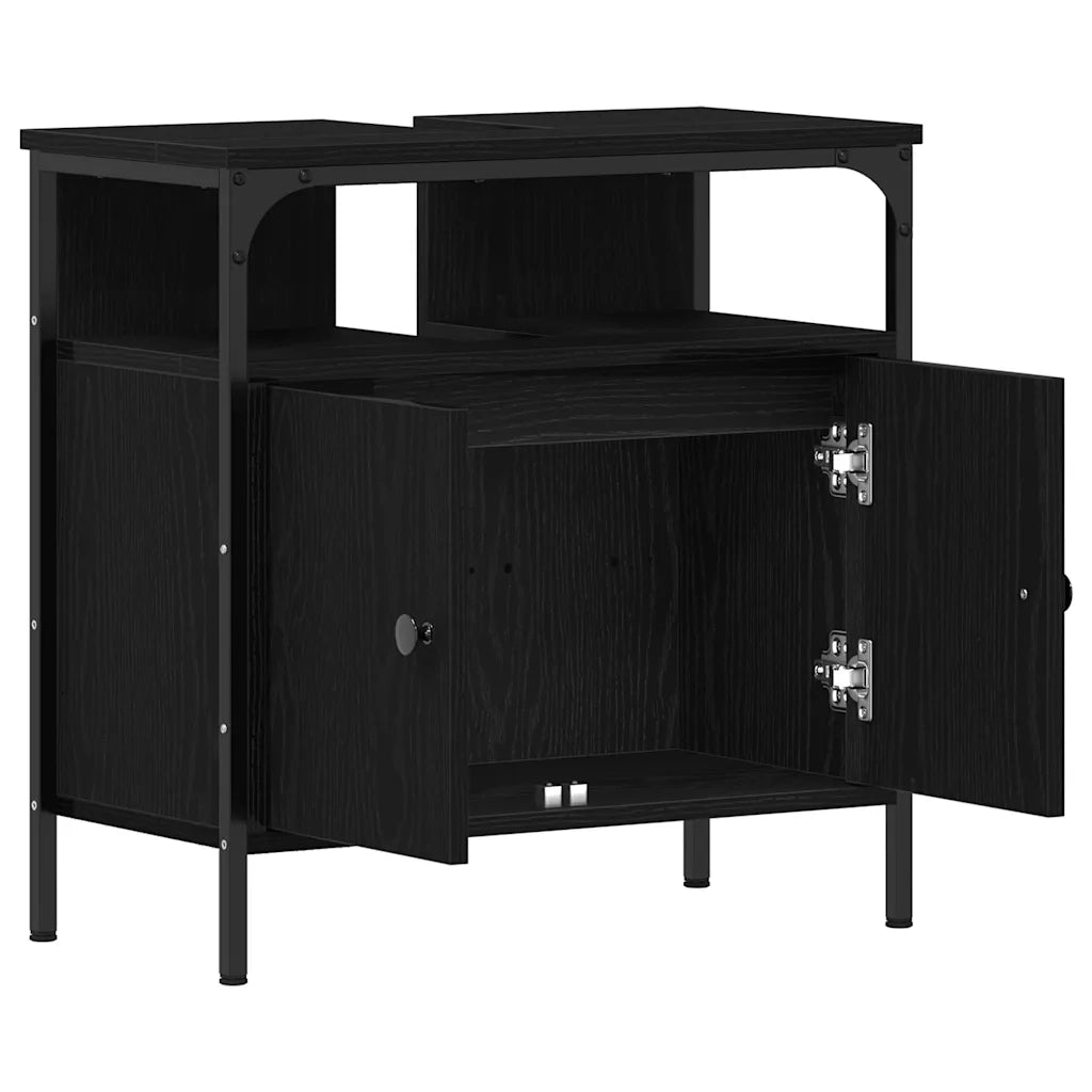 Mobile Lavabo Bagno Rovere Nero 60x30x60cm Legno Multistrato 862234