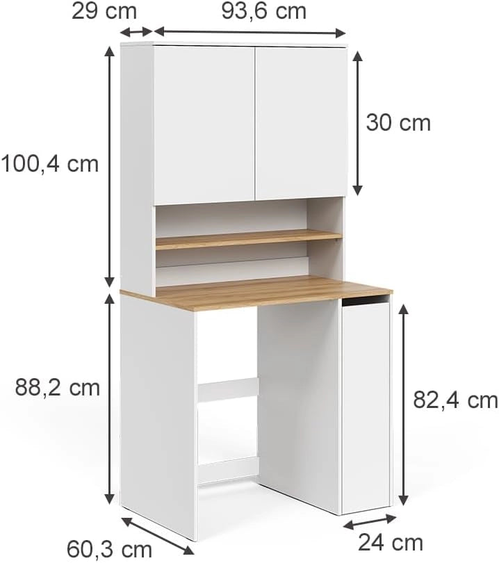 Mobile lavatrice Viktor, Bianco/Artisan, 93.6 x 88.2 cm 2 parti con ripiano