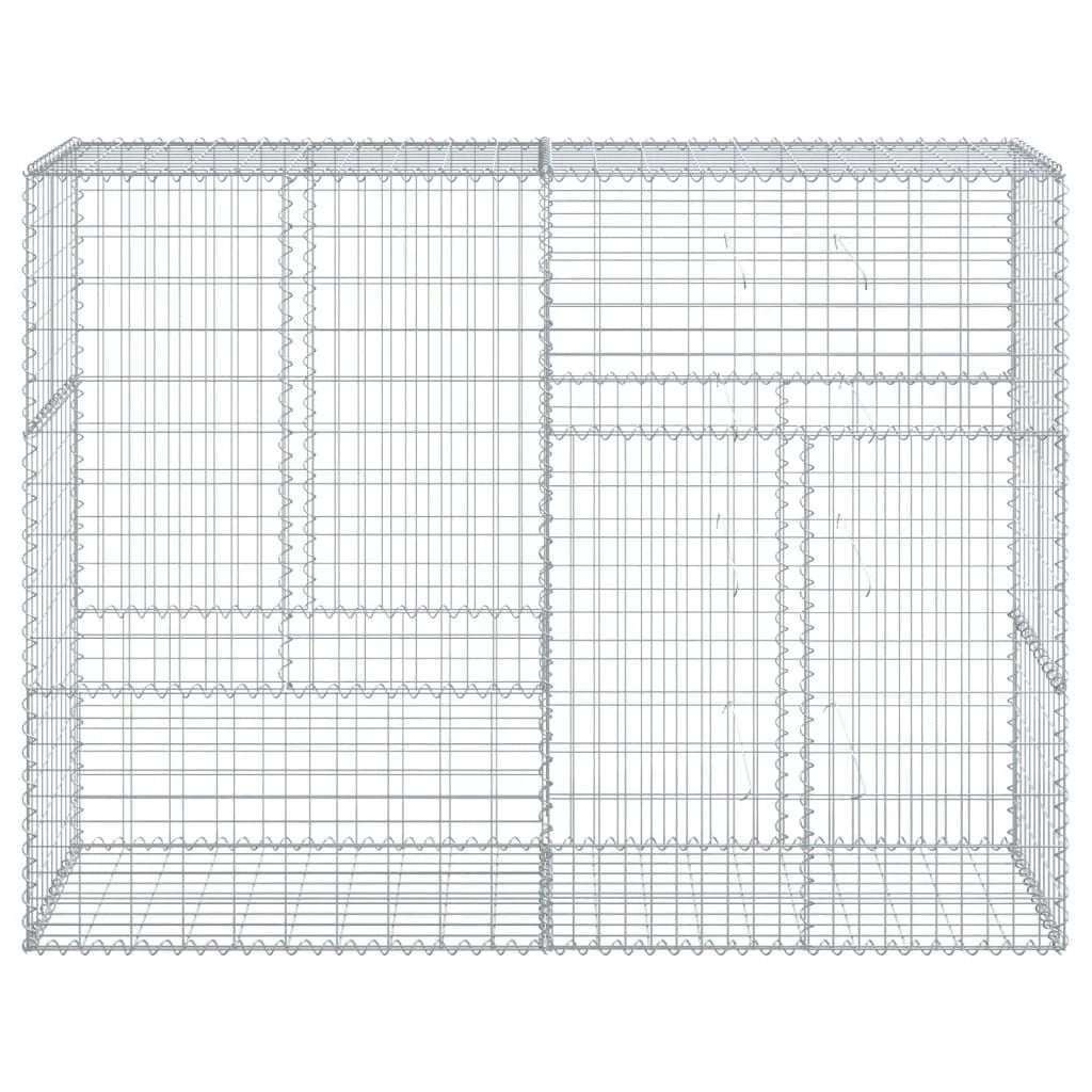 Gabbione recinto a gabbia muro di contenimento con coperchio 200 x 50 x 150 cm ferro zincato argento 02_0040144