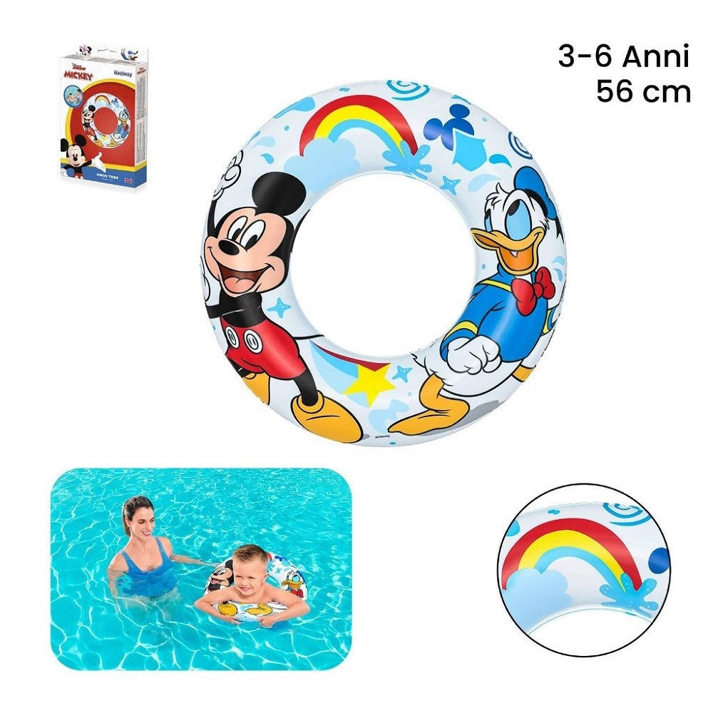 Trade Shop - Salvagente Topolino Mickey Mouse Paperino 56 Cm Per Mare Piscina Bambini 91004 -