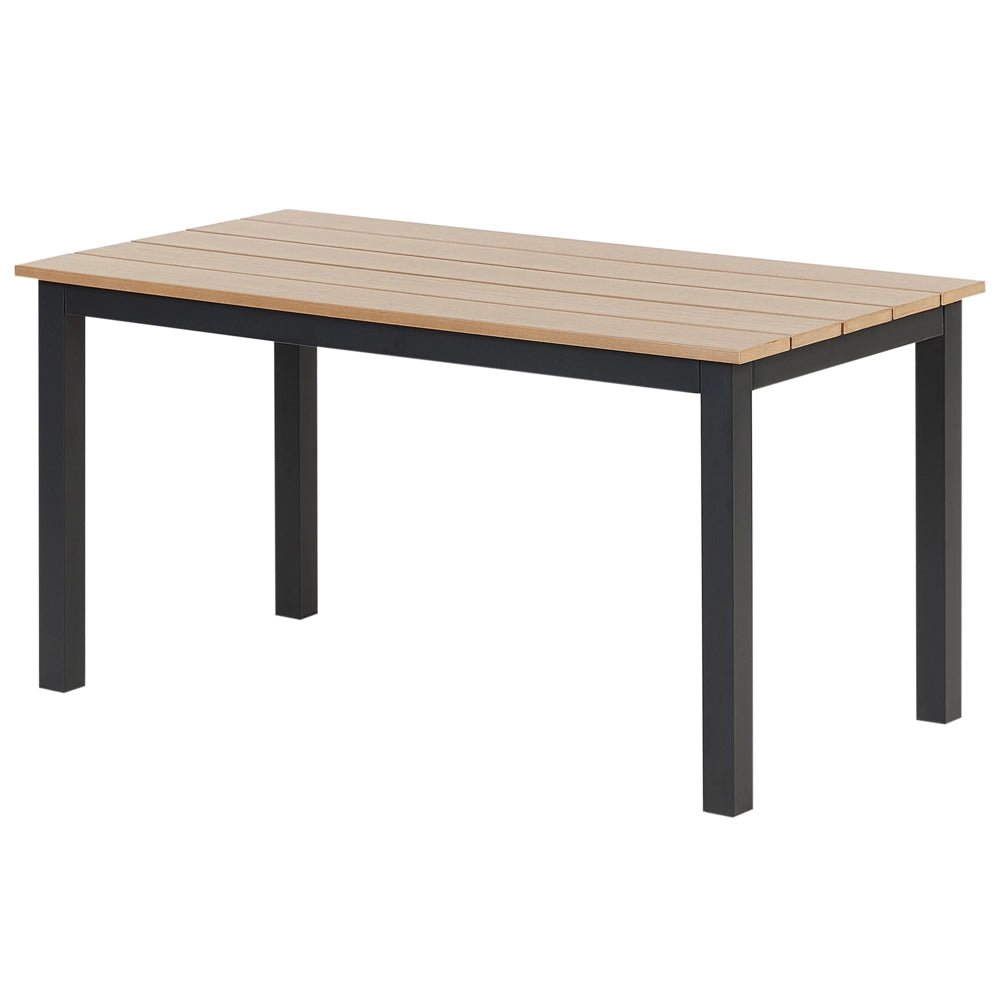 Tavolino da giardino in legno plastico chiaro 96 x 52 Telaio in alluminio nero