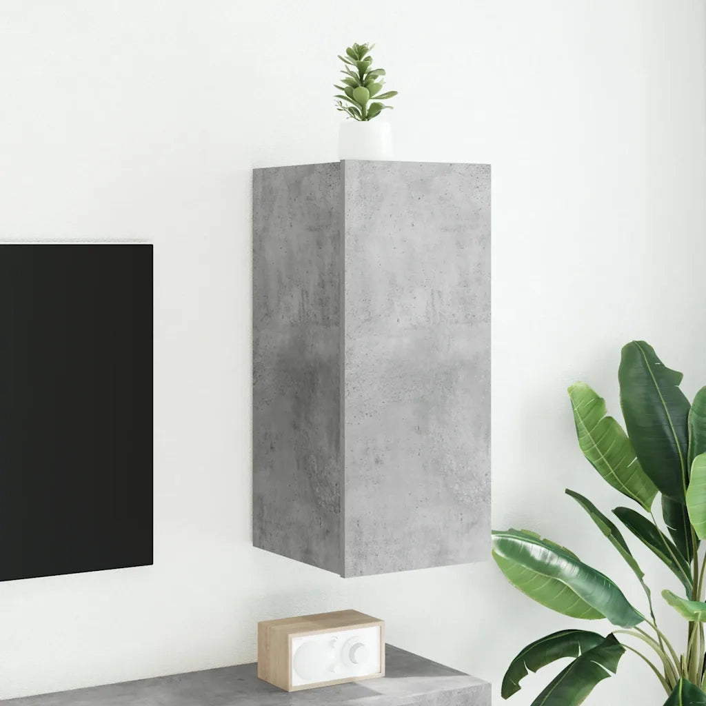 Mobile TV a Parete con Luci LED Grigio Cemento 30,5x35x70 cm 837238